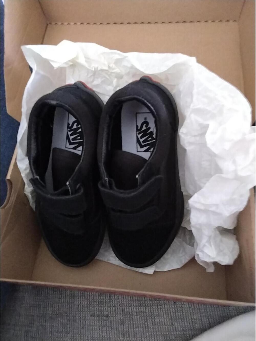 Kids 12 Vans Velcro Black om Black